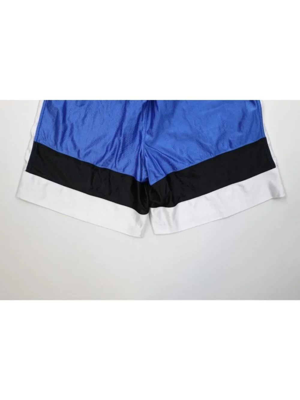 Vintage 90s Mens Large Color Block Silky Dazzle Gym Basketball Shorts Blue USA